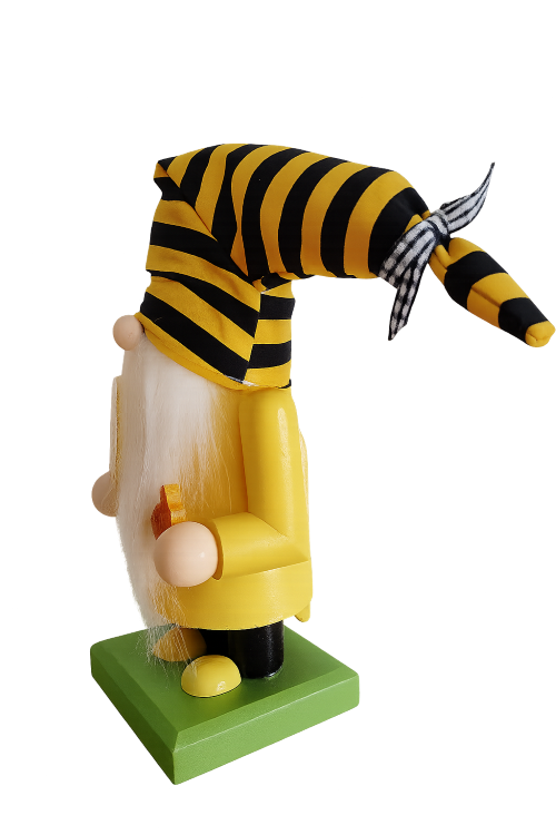 🐝ミツバチノーム 木製ハンドメイド人形|北欧風インテリア 置物 ギフト|Bee Gnome Wooden - 画像 (3)