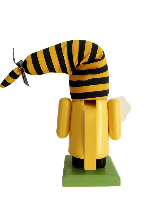 🐝ミツバチノーム 木製ハンドメイド人形|北欧風インテリア 置物 ギフト|Bee Gnome Wooden - 画像 (4)