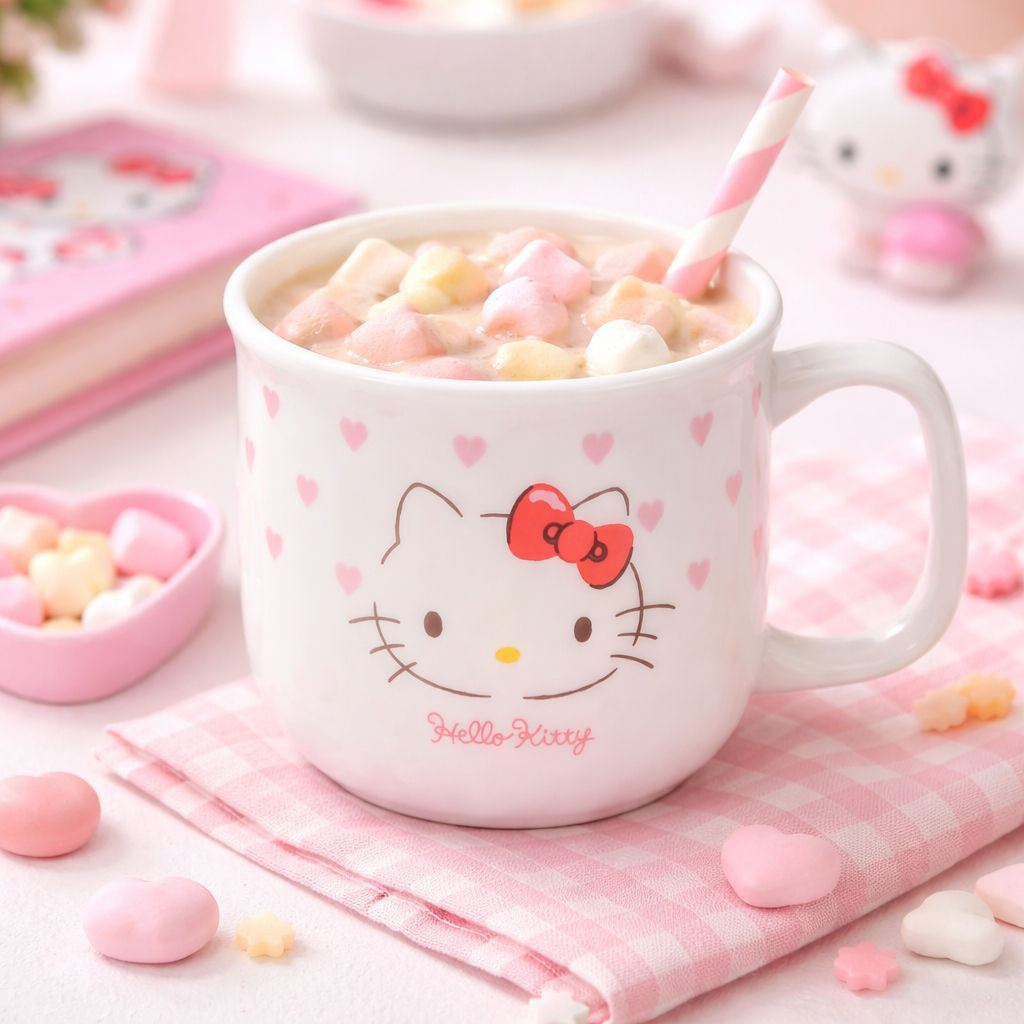 ハローキティ 磁器製こどもマグカップ ピンクハート 3,000円以上ご購入の場合、送料無料 - 画像 (4)
