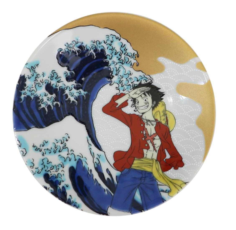 【醤油皿】ワンピース 九谷焼 小皿 大波 ルフィ