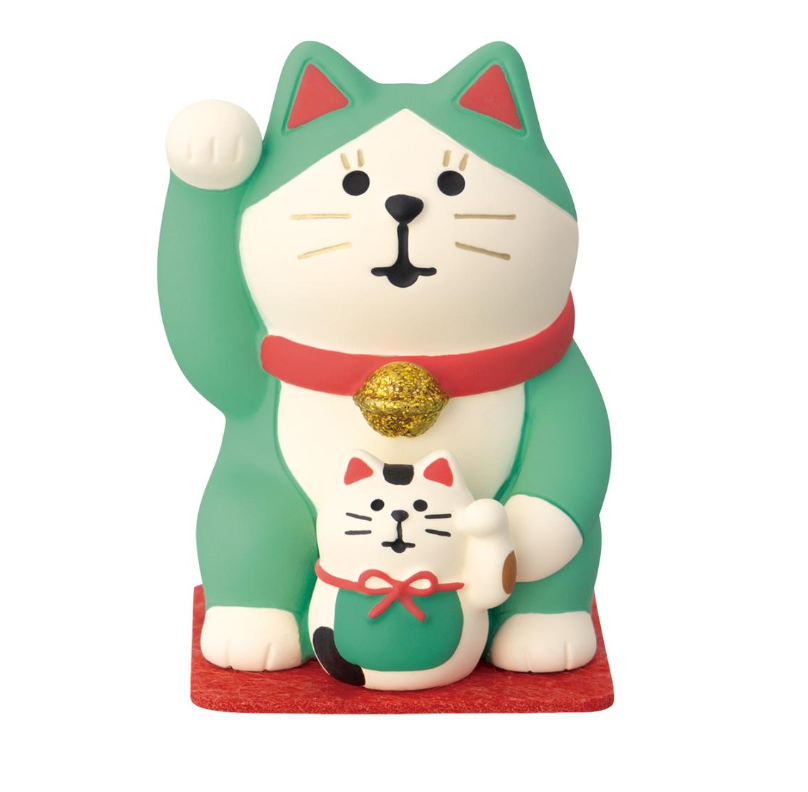 【マスコット】concombre FUKU 福 MONO 開運カラー招き猫 緑 平穏無事